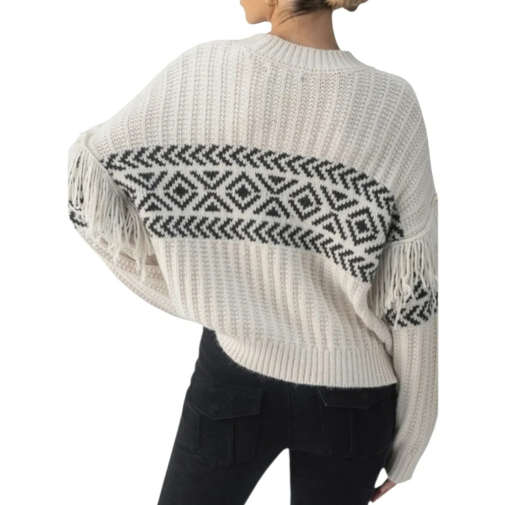Sanctuary Fringe Detail Ribbed Pullover Sweater Size Large - Picture 2 of 13